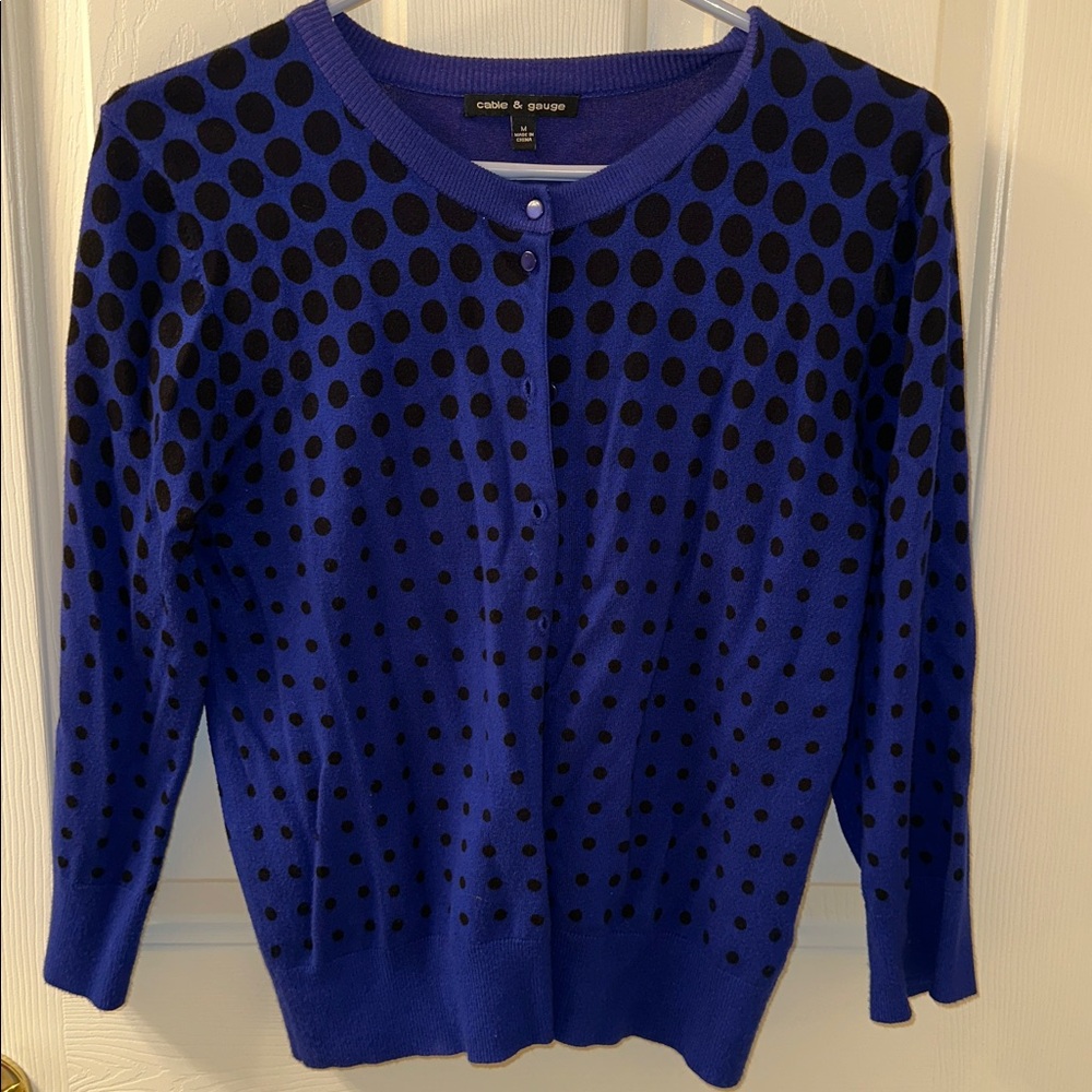Cable & Gauge Blue Polka Dot Cardigan